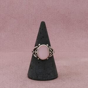 sterling silver pink mother of pearl feathers ring size 8